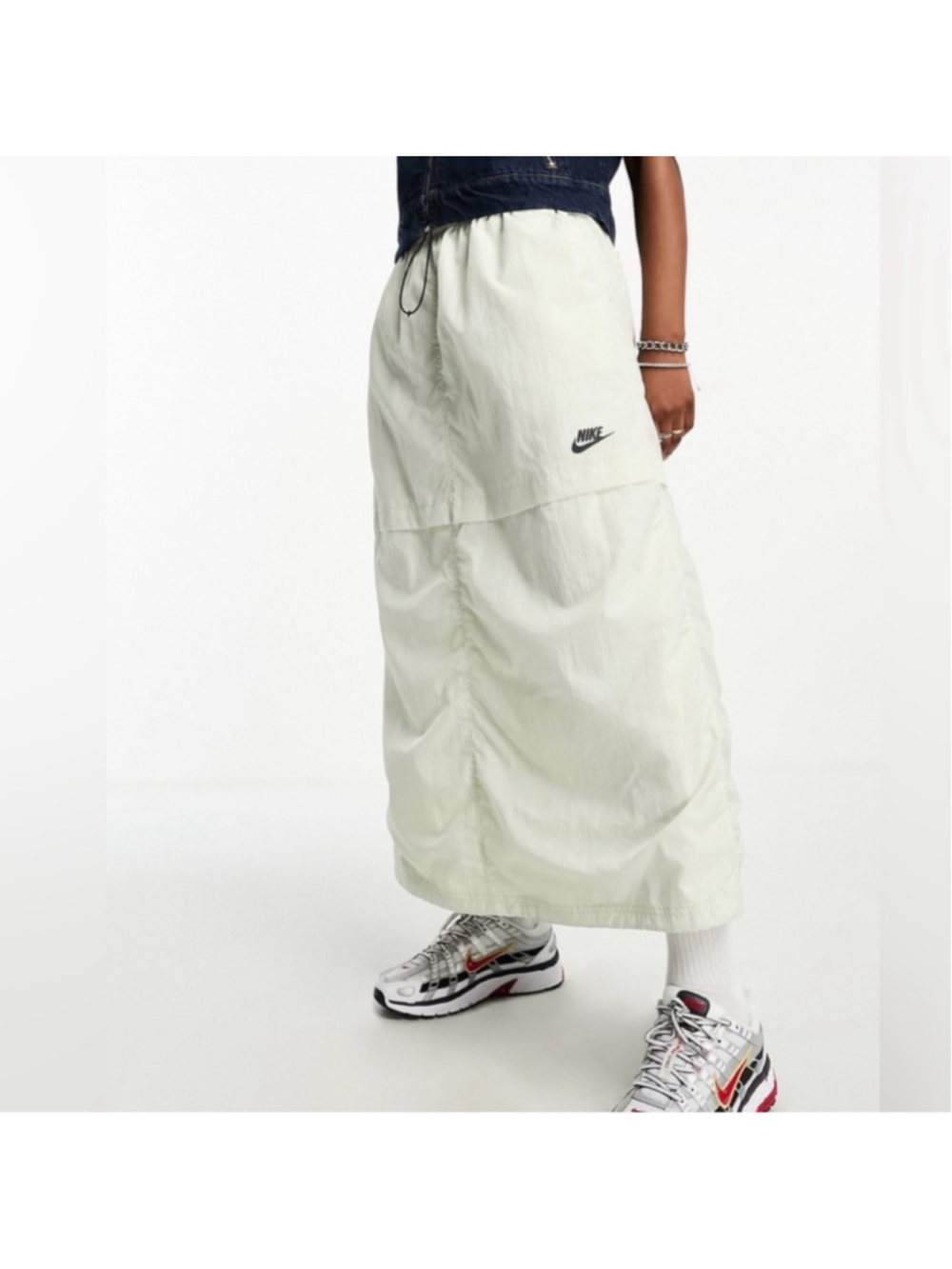 New Nike Women's Sportswear Woven Soft Cream Green Skirt Size Medium